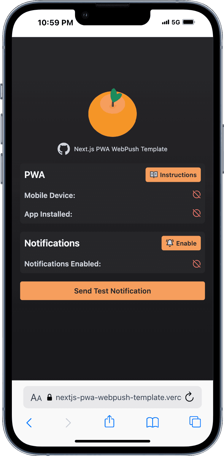 Progressive Web App Template with Push Notifications